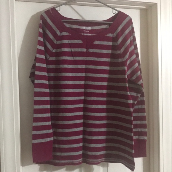 2/$10 Old Navy Pink & Gray Striped Tee - Picture 1 of 6